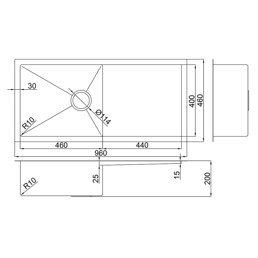 Hanes 960mm Undermount Single Stainless Steel Kitchen Sink
