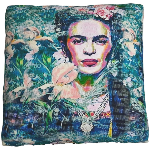 Blue Frida Kahlo Mango Wood Footstool | Temple & Webster