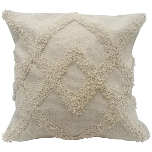 Cream Geometric Cotton Cushion Temple & ster