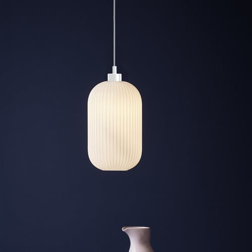 20cm White Milford Glass Pendant Light