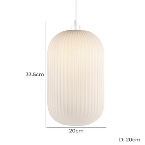20cm White Milford Glass Pendant Light
