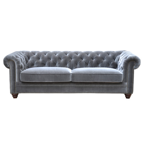 Light Grey Velvet Dean 3 Seater Sofa Temple & ster