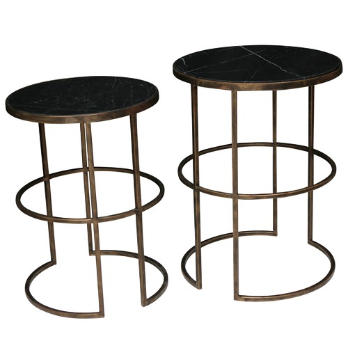 Black Marble & Brass Side Tables Temple & ster