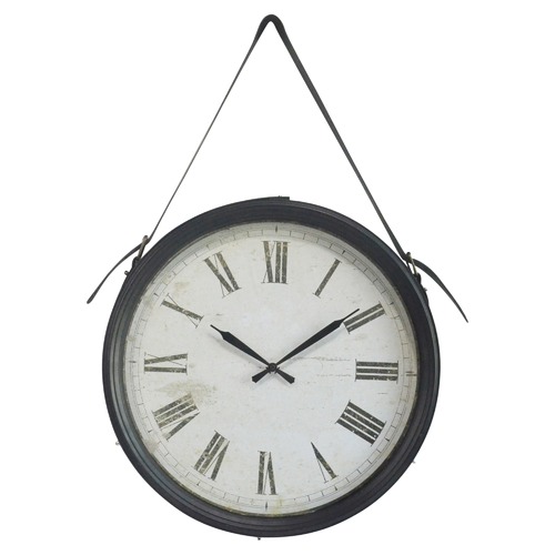 Faux Leather Strap Hanging Wall Clock 