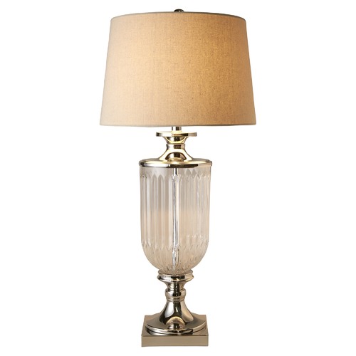 Global Gatherings Glass Nickel Lamp With Linen Shade Temple & ster