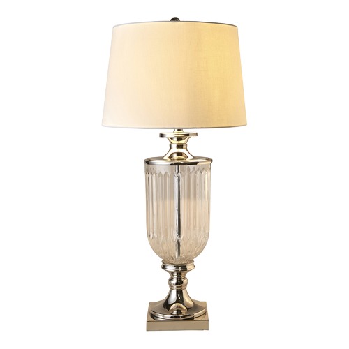 Global Gatherings Glass Nickel Lamp With Linen Shade Temple & Webster