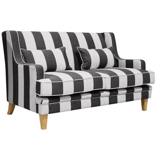 Black & White Bronte Striped 2 Seater Sofa | Temple & Webster