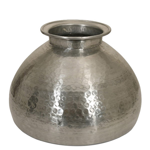 Silver Caub Hammered Aluminium Vase