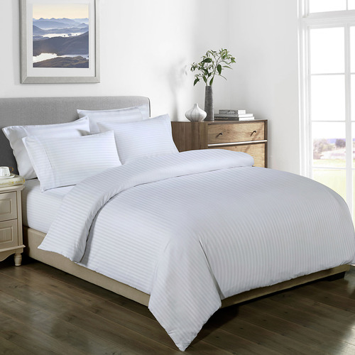 White Striped 1000tc Bamboo Blend Quilt Cover Set Temple Webster