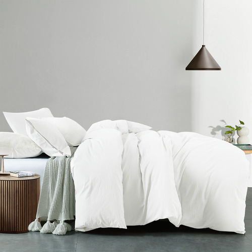 Chiswick Living White Aelia Cotton Quilt Cover Set | Temple & Webster