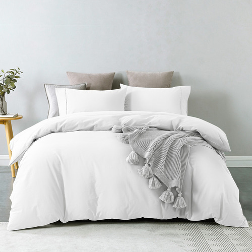 Chiswick Living White Aelia Cotton Quilt Cover Set | Temple & Webster