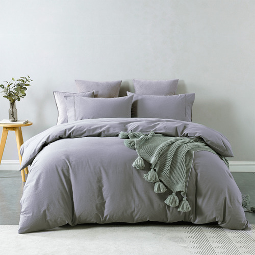 Chiswick Living Grey Aelia Cotton Quilt Cover Set | Temple & Webster