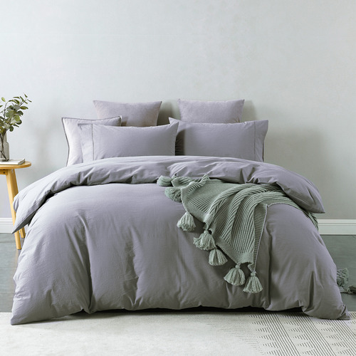 Chiswick Living Grey Aelia Cotton Quilt Cover Set | Temple & Webster