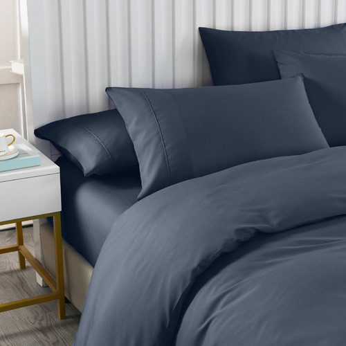 6 Piece Charcoal Bamboo & Microfibre Quilt Cover & Fitted Sheet Set