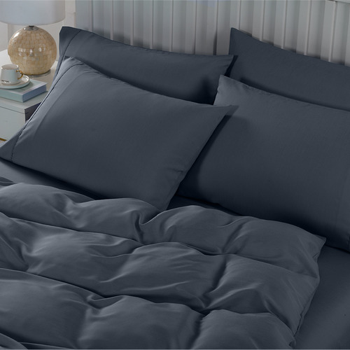 6 Piece Charcoal Bamboo & Microfibre Quilt Cover & Fitted Sheet Set