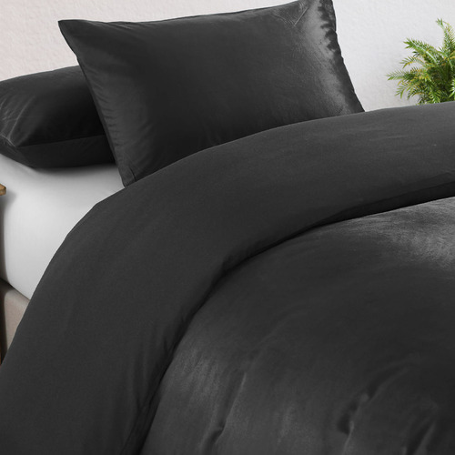 Chiswick Living Charcoal Royal Comfort Velvet Quilt Cover Set Temple