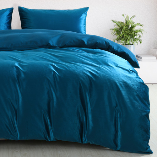 Chiswick Living Navy Royal Comfort Velvet Quilt Cover Set Temple