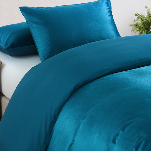 Chiswick Living Navy Royal Comfort Velvet Quilt Cover Set Temple