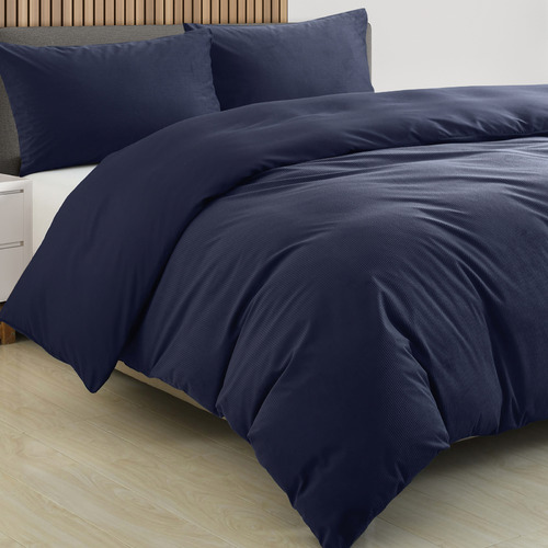 Chiswick Living Navy Royal Comfort Corduroy Velvet Quilt Cover Set