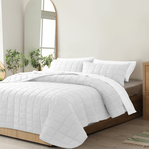 Chiswick Living White Microfibre Coverlet Set Temple & ster