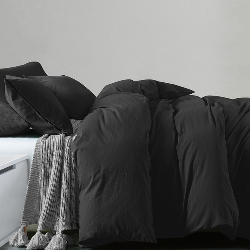 Chiswick Living Charcoal Marle Jersey Cotton Quilt Cover Set Temple