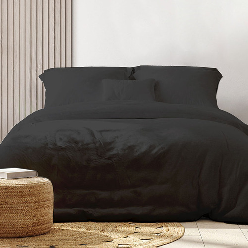 Chiswick Living Charcoal Marle Jersey Cotton Quilt Cover Set Temple