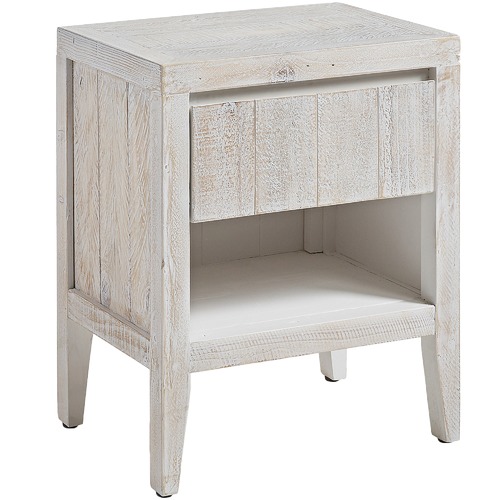 White Wash Aimee Pine Bedside Table Temple & Webster