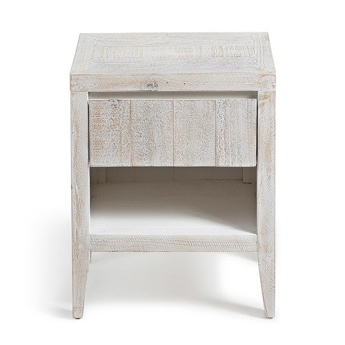 White Wash Aimee Pine Bedside Table Temple & Webster