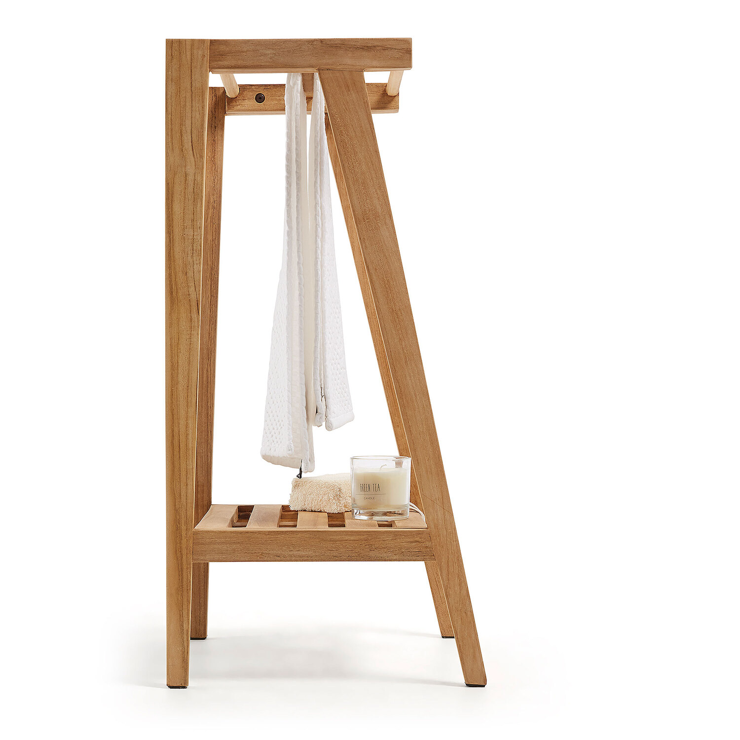 Linea Furniture Free Standing Teak Wood Towel Rack Temple & ster