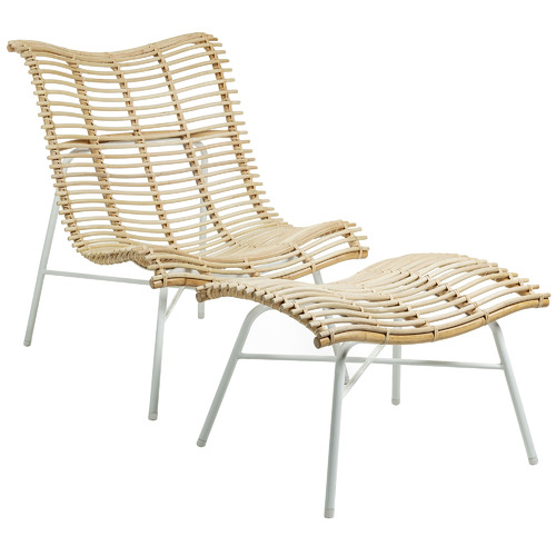 Natural Krista Rattan Lounge Chair With Footstool Temple Webster