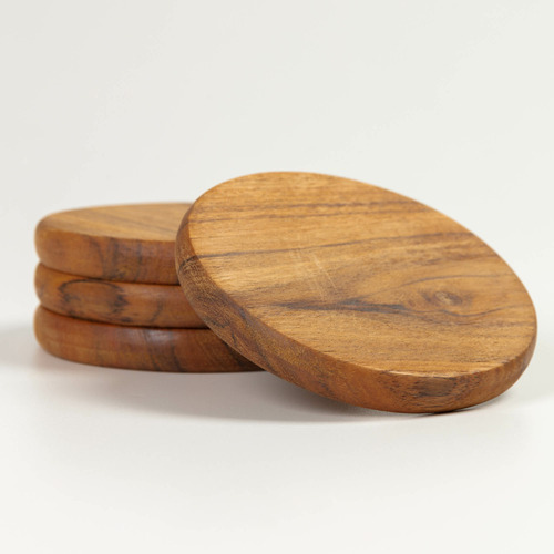 Linea Furniture Natural Yared Acacia Wood Coasters 