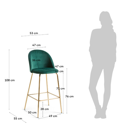 65cm Colette Gold Leg Velvet Barstools