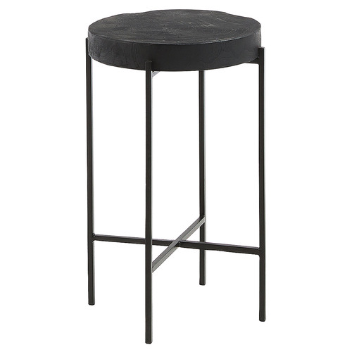 Black Asmar Teak Wood Side Table Temple Webster