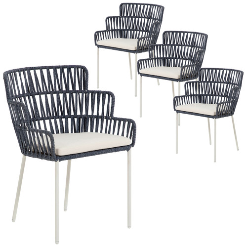 Linea Furniture Valorie Rope Outdoor, Grey Metal Outdoor Dining Chairs