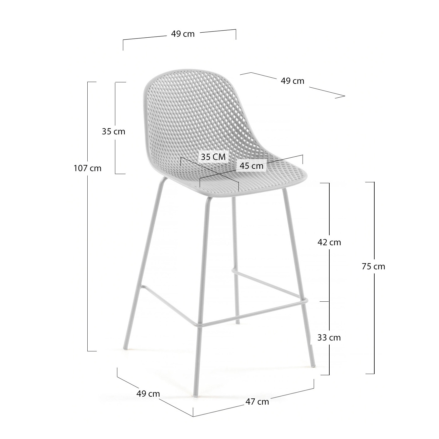 75cm Gertrude Metal & Plastic Outdoor Barstools