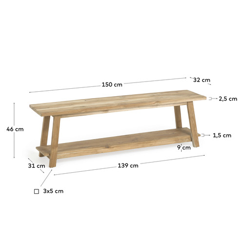 Safara Recycled Teak Wood Ottoman Bench