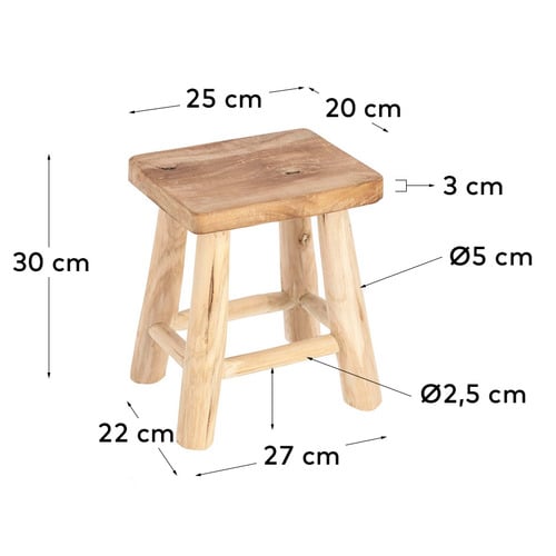 Linea Furniture Alyce Teak Wood Stool Temple Webster