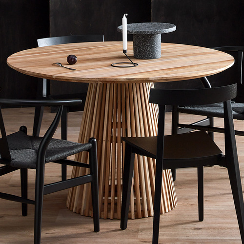 Linea Furniture Darla Round Teak Wood, Teak Wood Dining Room Furniture Uk