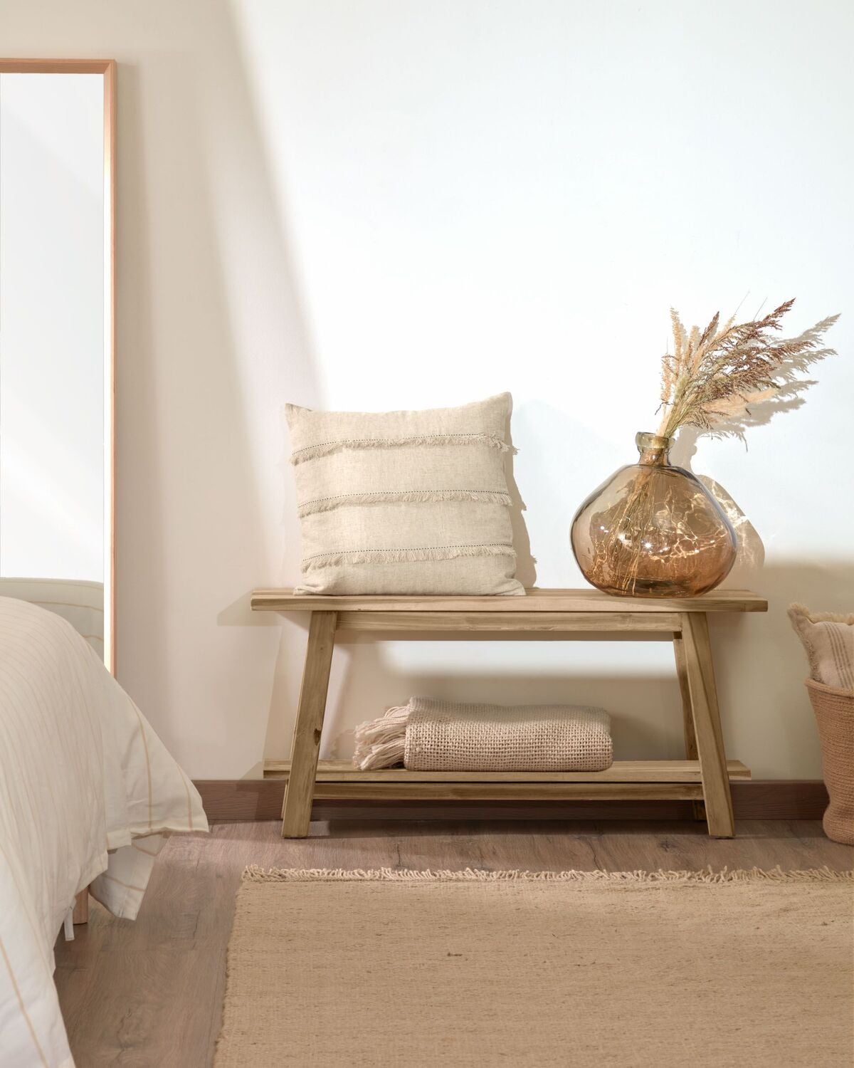 Natural Jafar Recycled Teak Wood Bench
