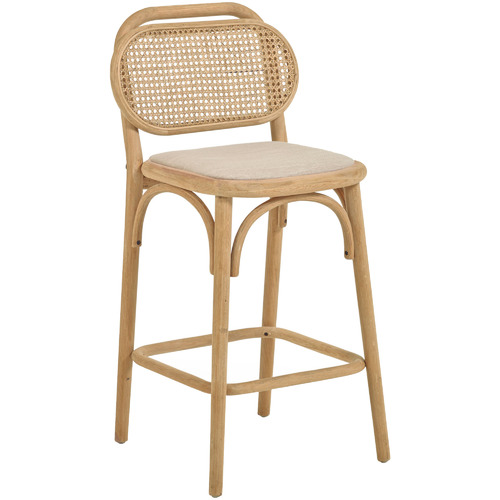 65cm Soleil Elm Wood & Rattan Barstool