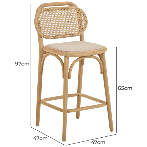 65cm Soleil Elm Wood & Rattan Barstool