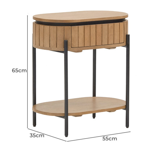 Lagan Mango Wood Bedside Table with Drawer