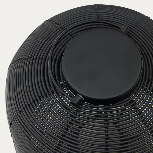 Black Riley Synthetic Rattan Portable Lamp