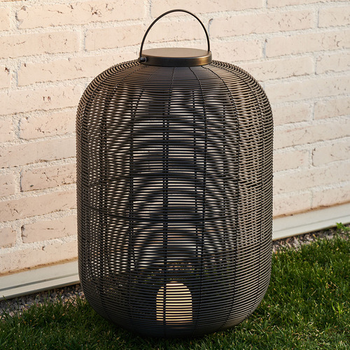 Black Riley Synthetic Rattan Portable Lamp