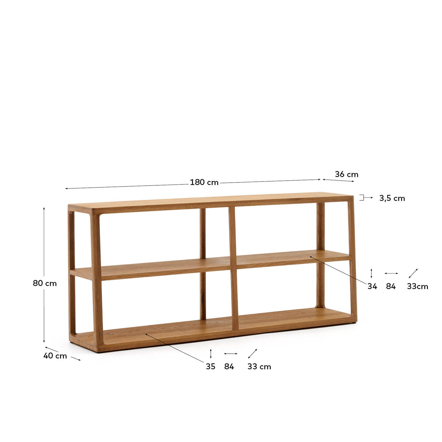 180cm Bonnie Oak Wood Shelving Unit