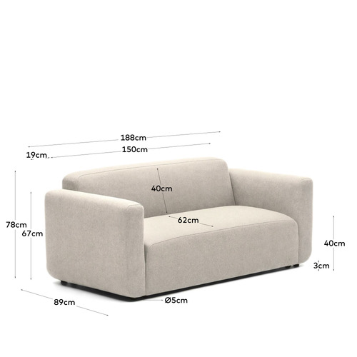 Addison 2 Seater Sofa with Removable Armrest