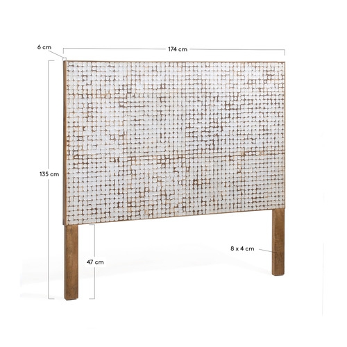 Meg Mango Wood Headboard with Coconut Chips
