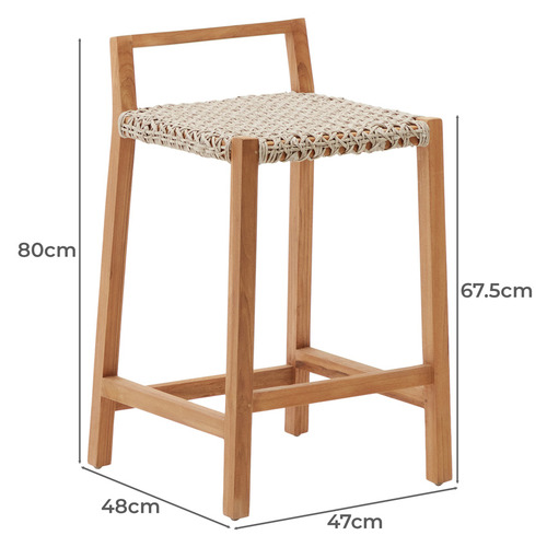67cm Ilario Teak Wood Outdoor Bar Stool