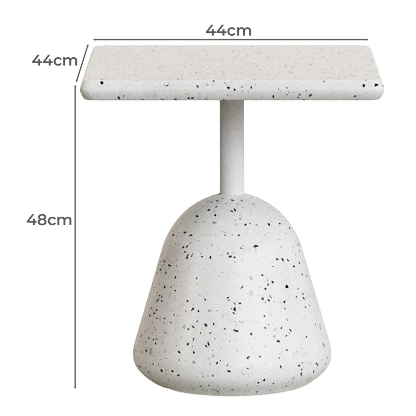 White Ferdin Terrazzo Outdoor Side Table
