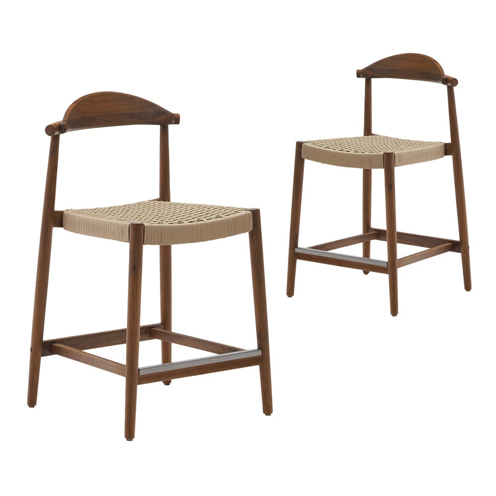 62cm Ramona Oak Wood Bar Stools